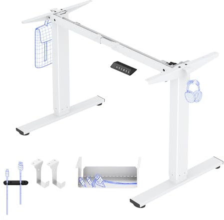 FLEXISPOT Escritorio Elevable Eléctrico Estructura de Escritorio de Altura Regulable, Standing Desk Mesa Elevable Eléctrico con 4 Botones de Memoria para Oficina y Hogar, Blanco