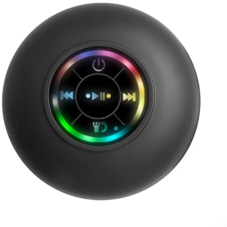CulinaBlend Altoparlante impermeabile a ventosa per doccia, altoparlante con luce a LED, suono HD, forte ventosa, per casa, feste, bagno, altoparlante (nero)
