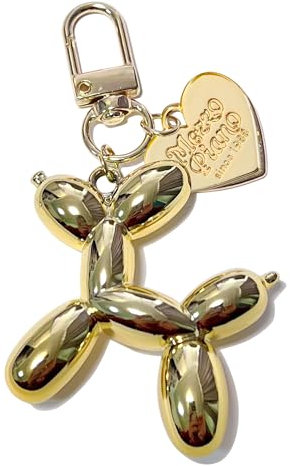 Pithayla Schlüsselanhänger für Mädchen, Cute Ballon Dog Design Damen Keychain Schlüssel Taschenanhänger für Rucksack Bag, Aesthetic Charm Accessories (Full Gold)