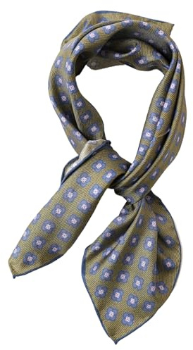 Prettystern handrolliertes Seiden-Halstuch Damen Herren Trachten-halstuch Seide Bandana Stirntuch Sommer Frühling Seiden-Tuch39 Grün Blau
