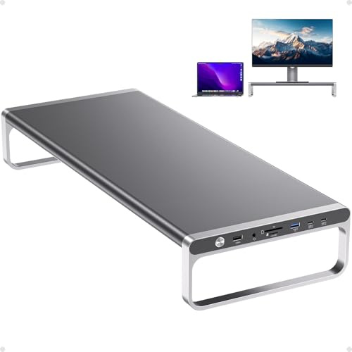 PULWTOP MacBook 13-i-1 dockningsstation för bärbar dator med 6 USB A/C-portar (data och max 60 W laddning), HDMI 4K, SD/TF, 3,5 mm ljud, Ethernet för MacBook, Mac mini