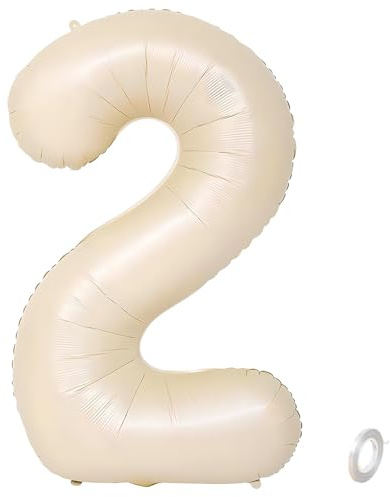 Balorise 40 Inch Giant White Number 2 Aluminum Balloon, Inflatable Helium, Large Number 0-9, 10-100 (101 cm), Foil Balloons Decoration for Birthday Party and Wedding