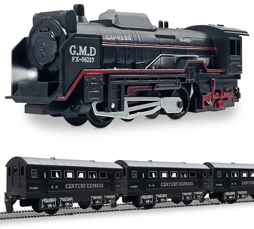 Rechargeable Electric Train Set for Toddlers Ages 2–5, Simple Railway Track Toy with Locomotive & 3 Cars, 19PCS Easy-to-Build Train Toy, First Train Set for Boys & Girls
