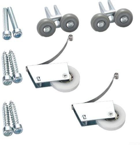 Ruote a rullo per porta scorrevole, confezione da 2, con puleggia in nylon, struttura in ferro, per armadio scorrevole, elettroplaccate per un uso duraturo, funzionamento silenzioso