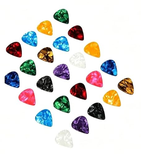 12 PCS Thin Guitar Picks, Guitar Picks, Mixed Colors Celluloid Guitars Pick for Daily Practice, Live Performances and Music Lessons for Acoustic, Electric Guitars, Bass, Ukulele (0.5mm,0.75mm,1mm)