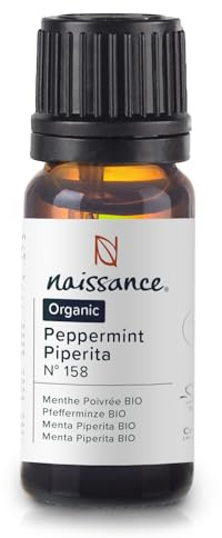 Naissance Olio Essenziale di Menta Piperita Biologico (No. 158) 10ml, Puro, Naturale, Certificato Biologico, Cruelty Free, Vegan e Non Diluito - Usato in Aromaterapia, Miscele da Massaggio e Diffusori
