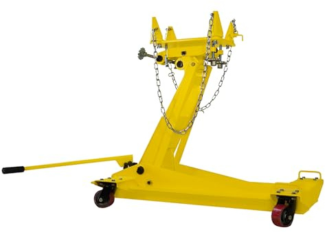 Esco 10812 2.2 Ton Heavy Duty Transmission Jack, 4,400 lb Capacity, Adjustable 10–35 Lift - Yellow