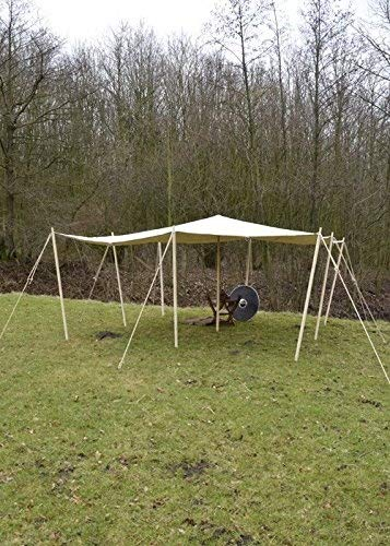 Battle-Merchant Hochwertige reißfeste Lagerplane/Sonnensegel mit Schlaufen, 250g/m², naturfarben Zeltplane LARP Verschiedene Größen (Größe 3 x 3 m)