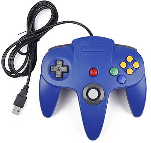 miadore Retro 64-Bit Controller N64 USB Controller Classic Joystick Gamepad Für Windows PC MAC Raspberry Pi 3 (blau)