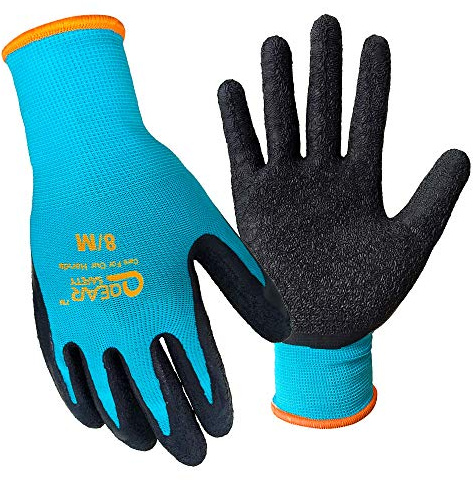 3 paia di guanti da lavoro da giardino, mani piccole, fodera in nylon lavorato a maglia, palmo in lattice con rivestimento in gomma per una presa piacevole e resistente,7/S