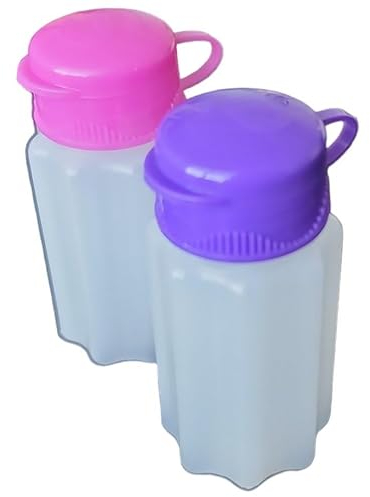Handy Housewares Durable Plastic Camping Mini Salt and Pepper Shaker Set with Flip Lids - Pink & Purple (1 Pair)