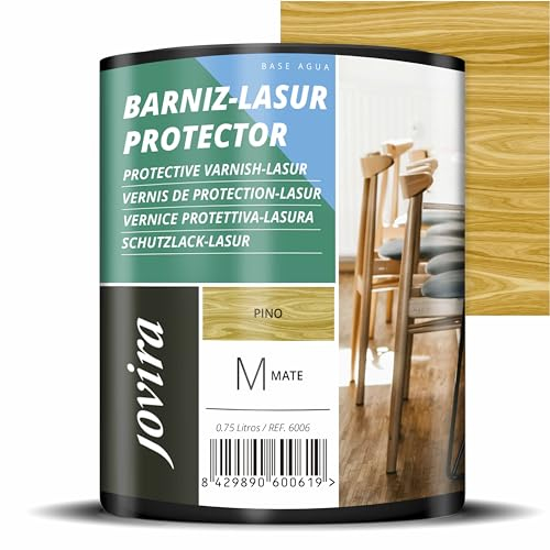 JOVIRA PINTURAS BARNIZ-LASUR Protector Mate al Agua. Protege, decora y embellece todo tipo de madera. (750 Mililitros, Pino) F-20