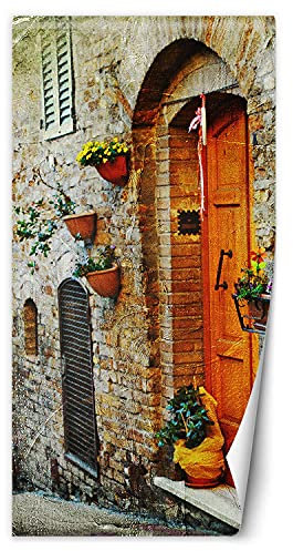 Feeby Fotomurales En La Puerta Puertas Carriles Flores 100x200 cm Marrón Tejido No Tejido Papel Tapiz Fotográfico Decorativos Murales Dormitorio Oficina Hotel Spa Municipio Arquitectura