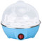 Hervidor de Huevos - Hervidor de Huevos Eléctrico - Hervidor de Huevos de Pollo hasta 7 Huevos Cocidos Grandes Anti Quema en Seco Apagado Automático Escalfador de Huevos con Placa(ENCHUFE UE Azul)