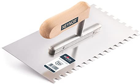 NEYNOR® Truelle de Dentée - Platoir à enduit - Pro Taloche pour Colle en Acier Inoxydable - Crantée Outil de Tuile - Made in EU - Dent 8x8 mm