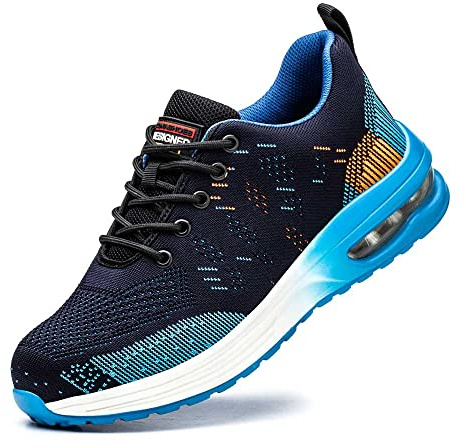 Rona Shoes Safety Shoes Safety Trainers Steel Toe Cap Trainers Work Shoes Lightweight Comfortable Slip On for Men Women Ladies Alpha Blue UK6 / EU39