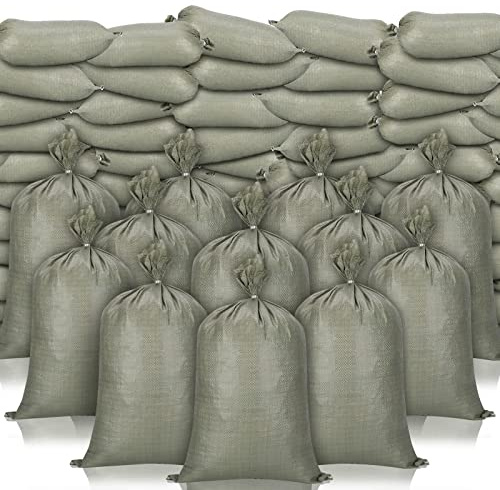 Nuenen 300 Pieces Heavy Duty Sand Bags with Ties Empty Woven Polypropylene Sand Bags Bulk for Hurricane Flooding, Sand Bags Flood Protection, Store Bags, 14 x 26