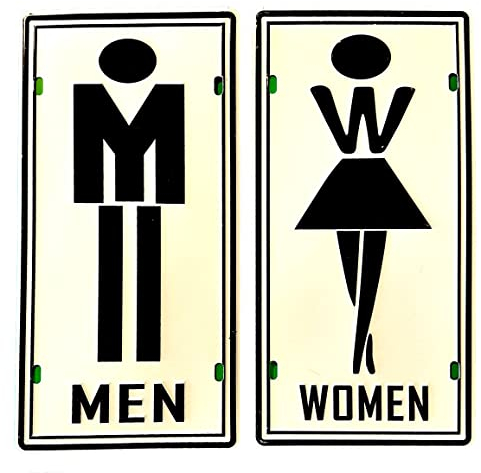 2 x Cartello da Bagno Uomini / Donne - Lamiera - 30 x 15 cm - Ideale per Bar - Pub - Caffetteria o Barbiere - Segnalazione WC - WC - Lavabo - Bagno - Targa - Targa - Cartello - Segnale (2651-13-14)