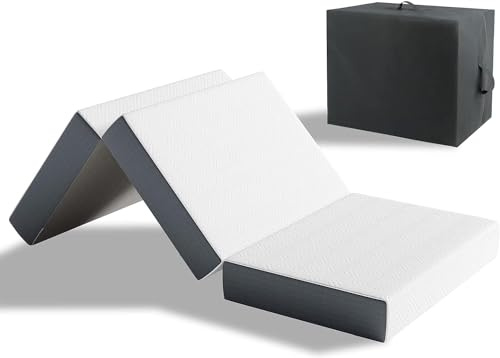 Vesgantti Materasso Pieghevole 60x190x10cm in Gel Memory Foam per Ospiti, Oeko-Tex Copertina Morbida, Materasso Singolo da Viaggio Campeggio, Sfoderabile, con Borsa per il Trasporto