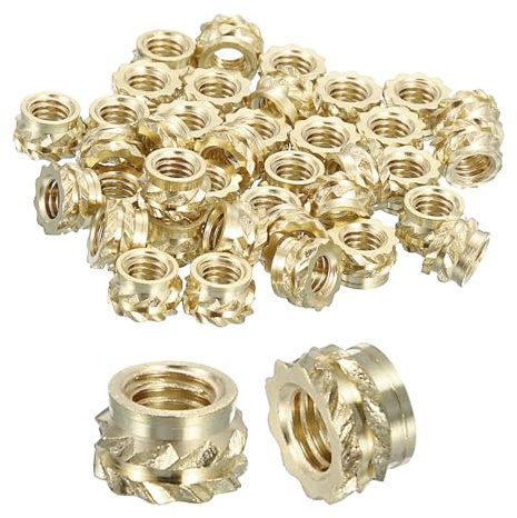 uxcell Knurled Insert Nuts, 100pcs M3 x 3mm L x 5mm OD 3D Printing Brass Nuts Female Threaded Inserts Brass Heat Set Insert Embedment Nuts