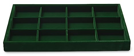 Papten plateau à bijoux empilable en velours, rangement de bijoux tiroir insert à bijoux organisateur 12 compartiments (vert foncé)