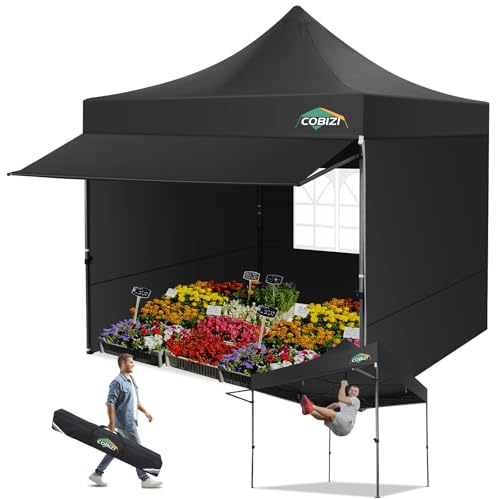 COBIZI pavillon 3x3 wasserdicht stabil Winterfest faltpavillon 3x3 partyzelt Hardtop pavillon klappbar 3x3m mit seitenwnden pop up Pavillion UV-Schutz, Schwarz