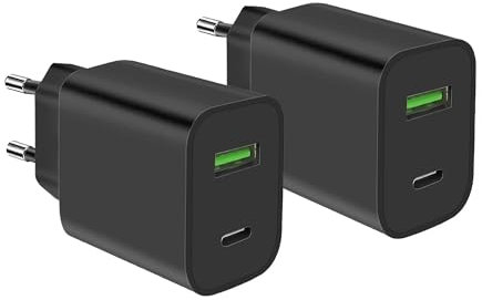 2Pack Caricatore USB C, Presa 20W Caricabatterie Presa per lPhone 17 16 15 14 13 12 11 Pro Max SE XS 8 7 6S Plus Mini, lPad, G alaxy S23 S22 S21,Multiplo Rapido Tipo C Alimentatore Replacement