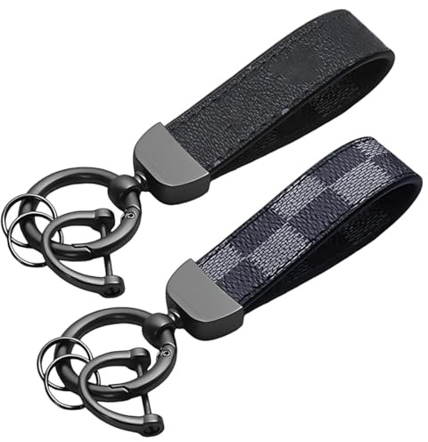 XUZOPIM 2 Pcs Car Keychain, Portachiavi Uomo Women Keychain Men, Portachiavi Auto Car Accessories, Black