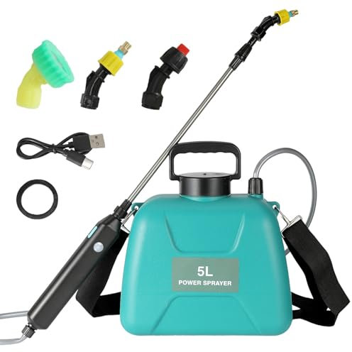 Pulvérisateur électrique 5L, Pistolet pulvérisateur télescopique Rechargeable avec 2 Buses, Capuchon à Large Bouche, Batterie 2400 mAh pour Le Nettoyage par pulvérisation des Plantes de Jardin (5 L)