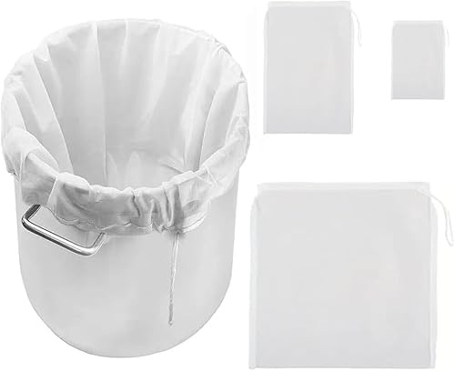 Firavggu 4 Stk Filterbeutel Siebbeutel 300 Micro Pressbeutel Brew Bag 3 Größen Nylon Hopfenfilter Bier Weiss Presssack Filtertuch Auspresstuch Passiertuch Nussmilchbeutel für Obstpresse Wein Marmelade