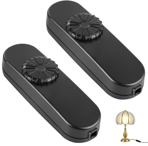 2 Pezzi Interruttori Dimmer per Lampade LED, Interruttore Dimmer 5–100 W, Dimmer a Cavo per Lampade 230V, Regolazione della Luminosità dal 0% al 100%, Regolabile per Lampadine, Lampade LED, Lampade da