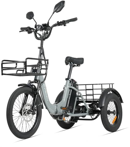 cysum AG1 Pro - Triciclo eléctrico, plegable, bicicleta eléctrica de tres ruedas con pedaleo asistido de 16 pulgadas y batería de 48 V 20 Ah, autonomía 100-120 km, 25 km/h
