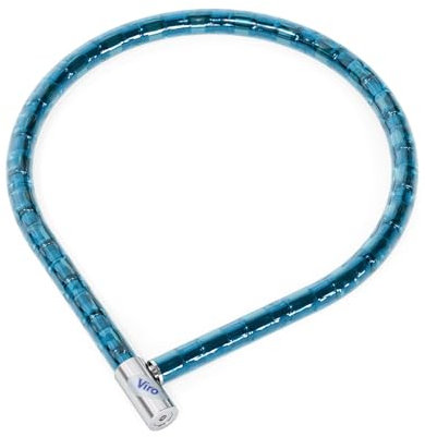 Viro 172.150 Serpis Candado para Bicicleta, Moto y Scooter, Cables Trenzados, Blindados con diámetro de 25 mm, Longitud 150 cm, Cierre a presión, Azul, Turquesa