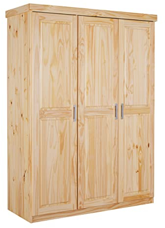 Inter Link - Kleiderschrank - Drehtürenschrank - Wäscheschrank - Garderobenschrank - Schlafzimmerschrank - 2 Türen - Kiefer massiv - Pelle - Natur lackiert