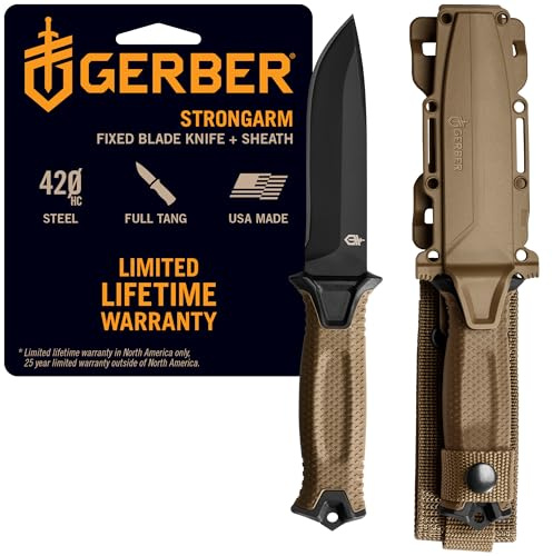 Gerber Gear Strongarm - Fixed Blade Tactical Knife for Survival Gear - Coyote Brown, Plain Edge