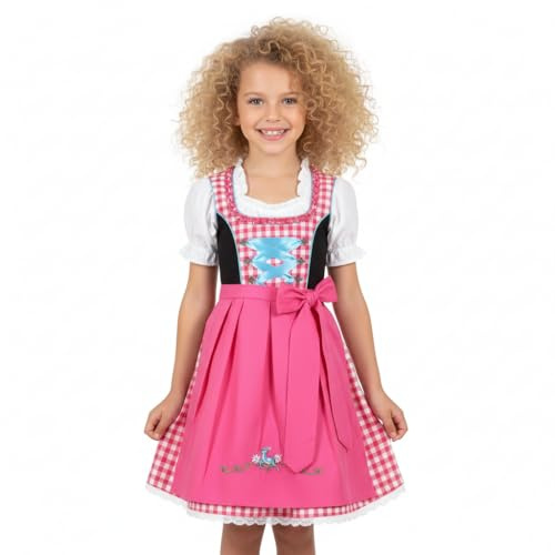 Kiddy Tracht 3pcs. Girls Dirndl German Dress for Girls KD-216/152 Hotpink