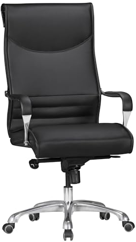 AMSTYLE Bürostuhl BIGBOSS Bezug Kunstleder Schwarz Schreibtischstuhl bis 150 kg, XXL Design Chefsessel höhenverstellbar, Drehstuhl ergonomisch mit Armlehnen & hoher Rückenlehne, Wippfunktion