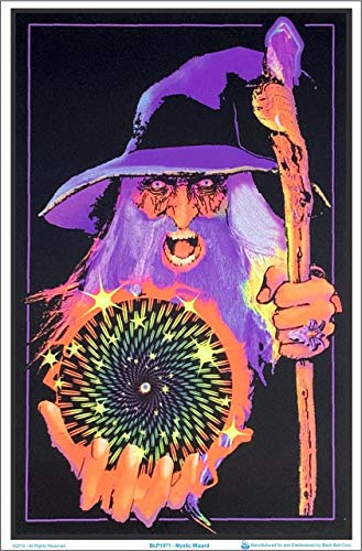 Scorpio Posters Mystic Wizard - Flocked Blacklight Poster - 23 x 35