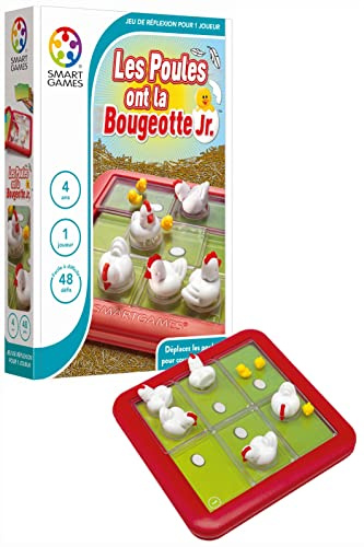 SmartGames - Les Poules Ont la Bougeotte Jr - Jeu de Réflexion - 48 Défis de Niveau Facile à Difficile - Mets Une Poule sur Chaque Œuf - 1 Joueur - pour Enfants Dès 4 Ans