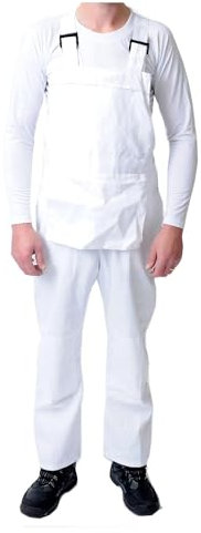 GRS Bib and Brace Dungaree Overalls Painters Suit for Decorators Builders, White, 2XL