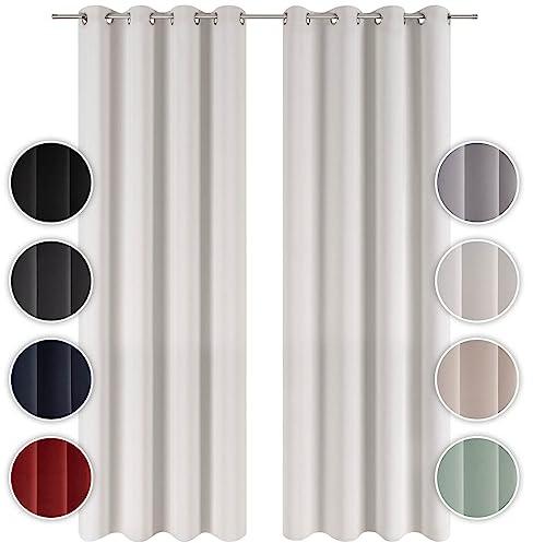 Blumtal Verdunklungsvorhänge 2er Set - Thermovorhang Hitzeschutz - Vorhang Blickdicht mit Ösen - Gardinenschals mit Schlaufen - Lärmschutzvorhang - Gardinen 145x140 cm - Moonlight Grey - Grau