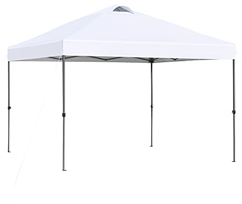 Outsunny Garten-Pavillon Faltpavillon Pop-up Festzelt Gartenzelt inkl. Heringe Abspannseile Oxford Weiß 2,95 x 2,95 x 2,64 m
