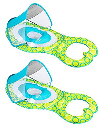 Swimways Mommy and Me Baby 9 to 24 Months Spring Pool Float w/Canopy, Mesh Bed, & Removable Float Ring for Parents (2 Pack)