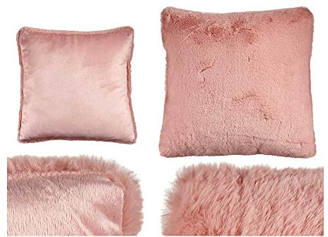 Gift Decor Cojín con Pelo Rosa Piel Sintética (40 x 2 x 40 cm)
