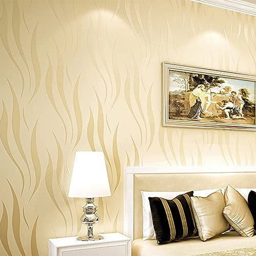 Bekasa Tapete, 53 x 1000 cm, Abziehtapete, moderne, minimalistische Vliestapete, 3D-Beflockung, geprägte Tapetenrolle für Wohnzimmer, Schlafzimmer, Küche, Bad, Büro (gelb)