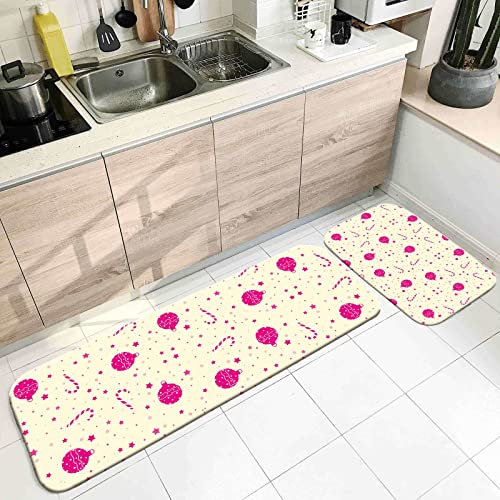 Banemi Tappeto Ingresso Interno Elegante, Tappetino Cucina Lavabile Reticolo Decorativo della Palla e della Canna 60X90cm+60X180cm Corridore del Tappeto