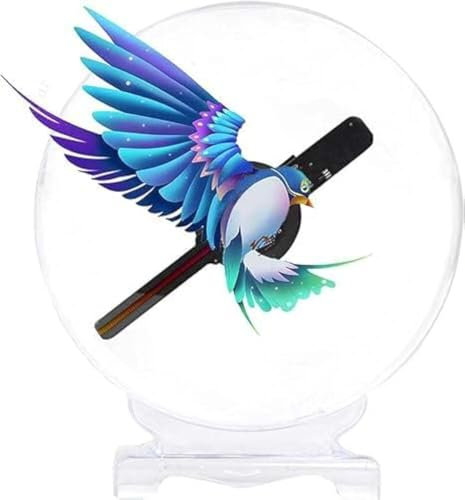 Ventilador holograma 3D, ventilador holográfico de escritorio de 7.9 pulgadas con soporte y cubierta, proyector LED de holograma 3D portátil para letreros de tiendas, bares, fiestas, Halloween