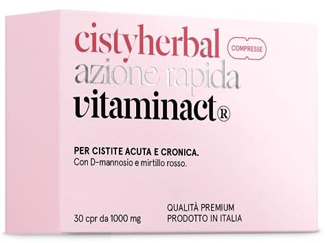Cistyherbal, Integratore per Cistite Acuta, Candida e Infezioni delle Vie Urinarie| Contiene D mannosio Puro e Mirtillo Rosso ad Alto Dosaggio | Formula Studiata dai Migliori Urologi | Vitaminact