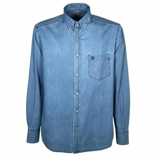 Saggio Sea Barrier Camicia Jeans Denim da 4XL a 7XL Set 1 o 3 Pezzi Leggera in Puro Cotone Button Down Taglie Forti Uomo Azzurro 3XL
