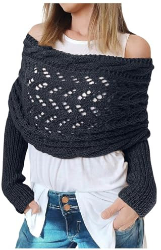 Multifunktionaler Pulloverschal Mit Ärmeln Für Damen - Wickelpullover, Kaschmir Schultertuch Zubehör, One Size